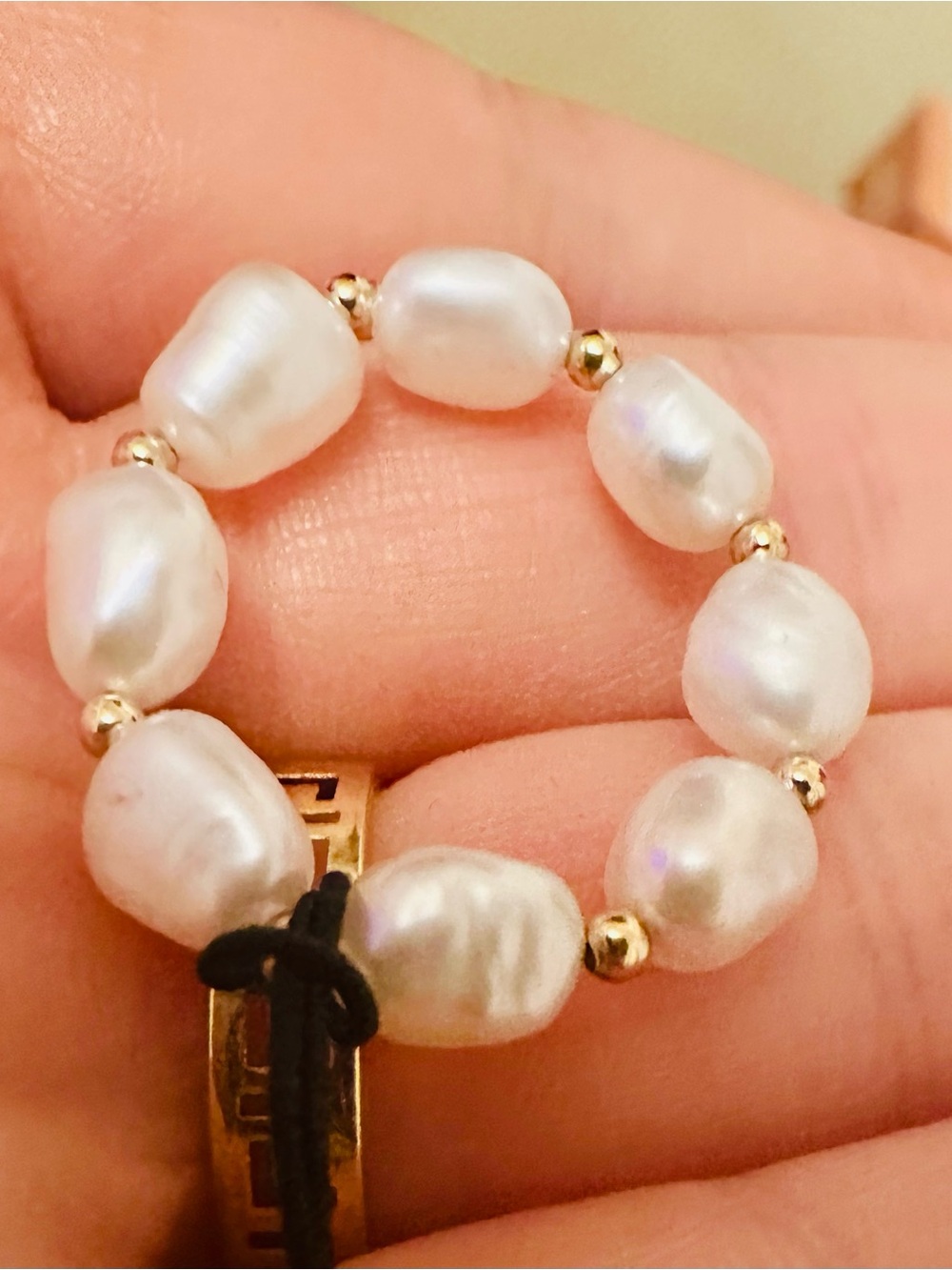 New 14K solid gold ring natural pearl solid 14K gold real gold ring adjustable